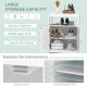 Freestanding white bathroom cabinet with double shutter doors and adjustable shelves for versatile storage solutions.