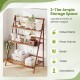 3-tier bamboo ladder shelf in brown, ideal for displaying plants, books, and decorations indoors or outdoors.