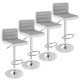 Set of four adjustable height barstools with PU leather seats and chrome bases, ideal for kitchens and cafes.
