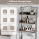 3-tier over-the-toilet bathroom storage rack in silver, made of engineered wood and metal, ideal for organizing.