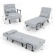 Convertible sleeper bed armchair in light gray, featuring 6 adjustable positions and a soft pillow for versatile.