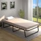 Twin size folding guest bed with memory foam mattress, featuring a sturdy steel frame and soft surface for comfort.