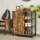 Freestanding storage cabinet with 3 open shelves and doors, made of engineered wood and metal, perfect for entryway.