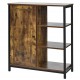 Freestanding storage cabinet with 3 open shelves, engineered wood, and metal frame, perfect for living room or kitchen.