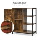 Freestanding storage cabinet with 3 open shelves, adjustable middle shelf, and sturdy metal frame for versatile use.