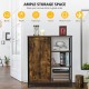 Multipurpose freestanding storage cabinet with 3 open shelves and doors, made of engineered wood for versatile home.
