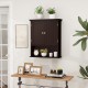 Wall-mounted brown bathroom cabinet with two doors and adjustable shelves, ideal for organizing various items.