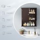 Wall-mounted brown bathroom cabinet with adjustable shelves and doors, perfect for organizing toiletries and cosmetics.