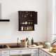 Wall-mounted brown bathroom cabinet with doors and adjustable shelves for organized storage in kitchen or bathroom.