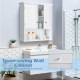 Wall-mounted white bathroom cabinet with two doors and adjustable shelves for efficient space-saving storage.