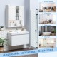 Wall-mounted white bathroom cabinet with two doors and adjustable shelves for efficient storage in various spaces.