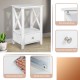 White 2-tier nightstand with storage drawer, featuring a sturdy MDF frame and X-shaped design for stability and.