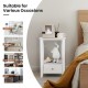 White 2-tier nightstand with storage drawer, featuring a sturdy MDF frame and large tabletop for versatile use.