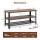 3-tier industrial entertainment TV stand with metal mesh shelf, featuring durable wood and adjustable foot pads for.