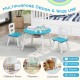 Blue wood activity kids table and chair set with central storage, ideal for learning, playing, and dining in children's.