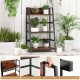 3-tier ladder industrial bookshelf with wooden shelves, metal frame, built-in handles, and anti-slip foot pads for.
