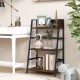 3-tier ladder industrial bookshelf with a sturdy metal frame and wooden shelves, ideal for organizing books and decor.