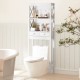 Over the toilet storage rack in white with 3 shelves and 2 drawers, perfect for maximizing bathroom space.
