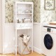 Tall white over-the-toilet storage rack with 3 shelves and 2 drawers, ideal for bathrooms and laundry rooms.