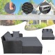 Spacious outdoor rattan daybed in gray with upholstered cushions, designed for comfort and durability, perfect for.