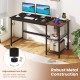 59-inch black home office computer desk with removable shelves, robust metal construction, and adjustable foot pads for.