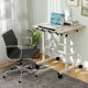 Height-adjustable mobile standing desk with split top and ergonomic design, ideal for versatile workspace use.