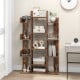 Tree-shaped bookshelf in rustic brown with 13 compartments, perfect for organizing home office or living space.