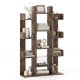 Tree-shaped bookshelf in rustic brown with 13 compartments, perfect for organizing home office or living spaces.