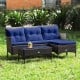 3-piece patio furniture sectional set in navy with cozy cushions, perfect for backyard relaxation and outdoor use.