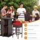 5-piece patio rattan bar set with cushioned stools and hidden storage, perfect for outdoor gatherings and easy.