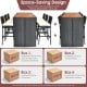 7-piece patio rattan wicker dining set with a table and 6 bar stools, featuring waterproof material and high-resilience.