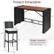 Patio rattan wicker dining set with a 73" table and 6 bar stools, featuring waterproof material and high-resilience.