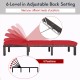 Adjustable outdoor rattan chaise lounge in red with 6 reclining positions and removable cushion for comfort and.