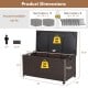 Outdoor wicker storage box with zippered liner, featuring a solid steel frame and safety pneumatic rods for stability.
