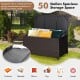 Outdoor wicker storage box with zippered liner, 50-gallon capacity, waterproof, ideal for patio and poolside use.