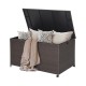 Outdoor wicker storage box with zippered liner, 133-gallon capacity, featuring cushions and a waterproof design for.