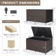 Dimensions of the outdoor wicker storage box with zippered liner, showcasing a 133-gallon capacity for versatile.