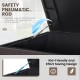 Safety pneumatic rod detail of the outdoor wicker storage box with zippered liner for secure and easy access.