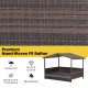 Wicker dog house with weatherproof roof, made of premium hand-woven PE rattan, suitable for outdoor use.