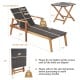 Patio chaise lounge with adjustable backrest and solid acacia wood frame, ideal for poolside relaxation.
