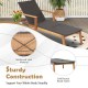 Patio chaise lounge with solid acacia wood frame and adjustable backrest, perfect for poolside relaxation.
