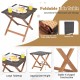 Foldable side table with solid acacia wood frame and PE wicker, perfect for patio or poolside relaxation.