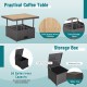 Acacia wood coffee table with extra storage space and 50-gallon capacity, ideal for outdoor furniture sets.
