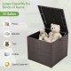 72-gallon rattan outdoor storage box with zippered liner, ideal for organizing pillows, blankets, and toys on the patio.