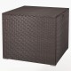 Square 72-gallon outdoor storage box in brown PE rattan with zippered liner, ideal for patio or poolside use.