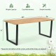 Acacia wood outdoor dining table with a 2-inch umbrella hole, 69" x 32", sturdy metal frame for 6 people.