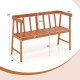 Eucalyptus wood bench with backrest and armrests, 800 lbs capacity, ideal for patio or garden seating.
