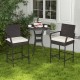 Cushioned barstool set with armrests in brown PE rattan, perfect for outdoor patio dining or relaxation.