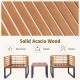Close-up of solid acacia wood texture in a 3-piece patio conversation set with cushioned armchairs for outdoor use.