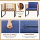 Cushioned armchair from the 3 Pieces Patio Acacia Wood Conversation Set, featuring high-density fillings and a smooth.